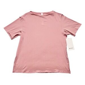 NWT Lululemon Women's Relaxed Fit Boat Neck Short Sleeve T Shirt Top Size 8 Pink